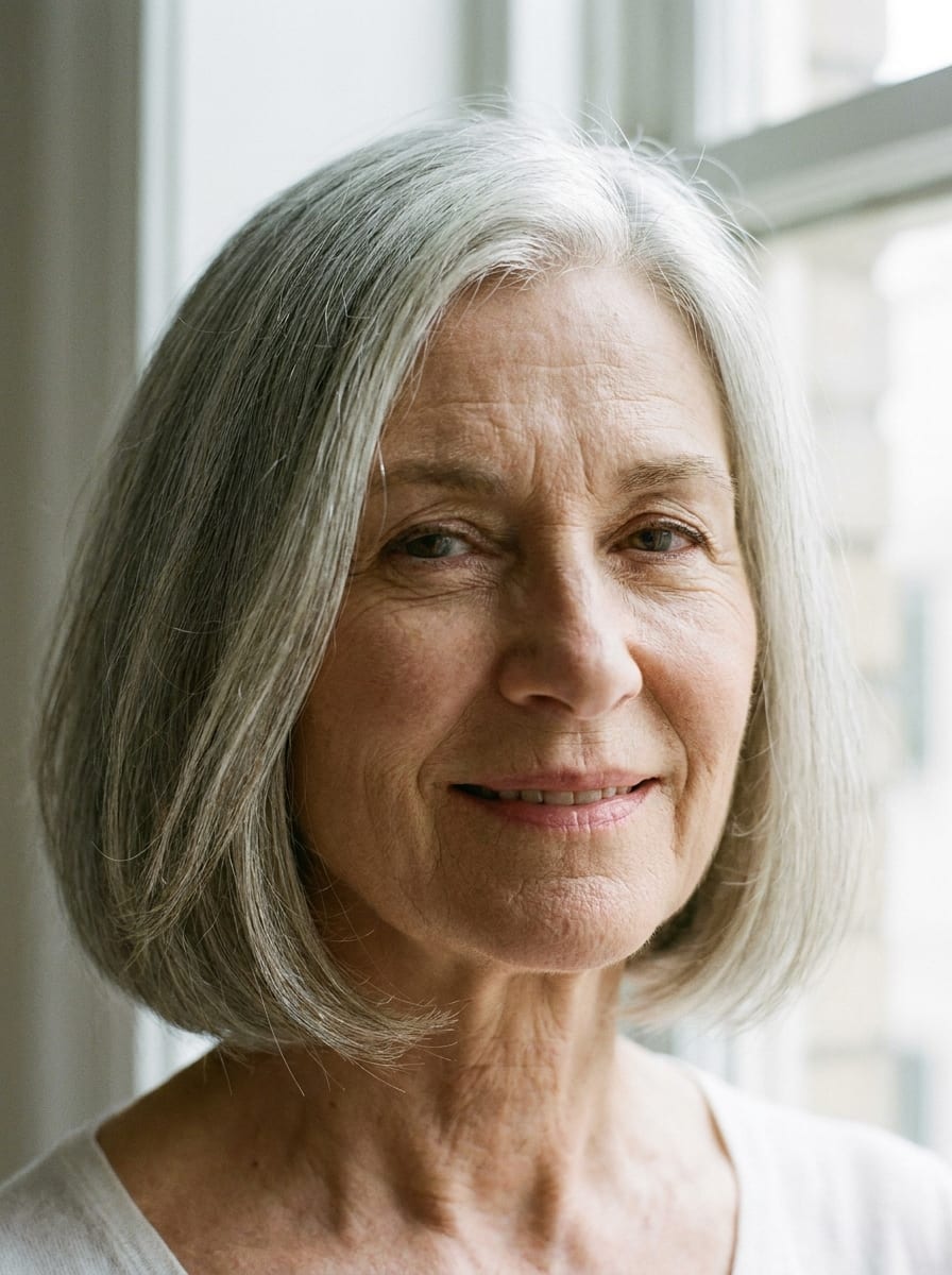Grauer klassischer Bob - Graue Haare Frisur